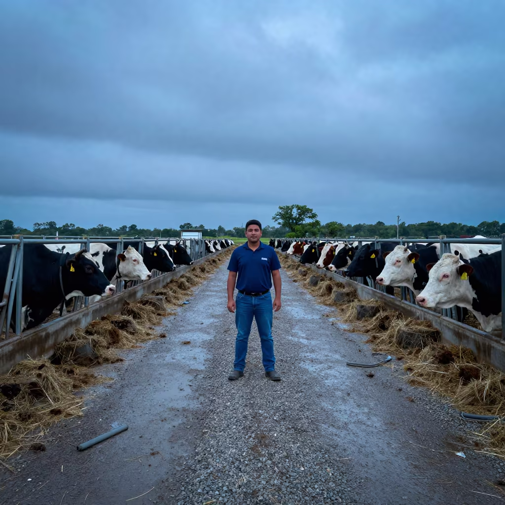 Cuatro Player in Massachusetts Feedlot Lane in along a feedlot lane in Massachusetts
