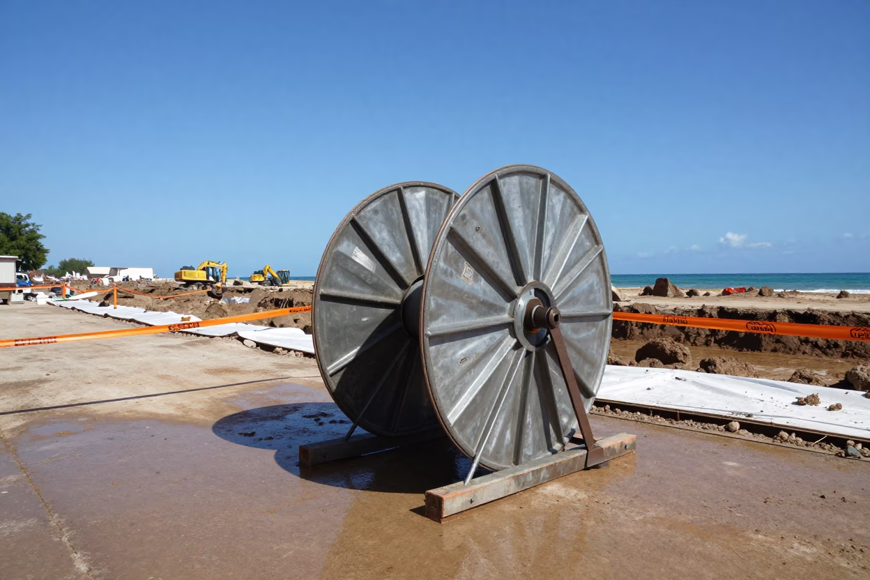 Cuba Construction Reel Midday Erosion Control in inside a taped-off excavation edge in Cuba