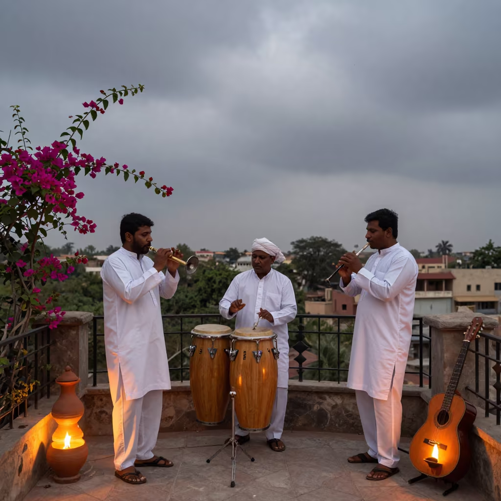 Cuban Son Band on Rawalpindi Balcony Before Dawn in at a jazz club in Rawalpindi