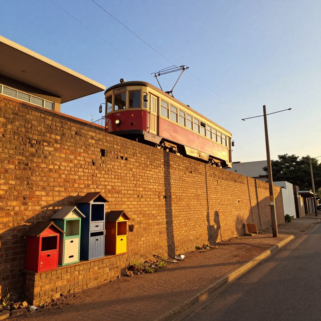 Cubby Wall in Johannesburg at Honeyed Evening Light in in Johannesburg, South Africa