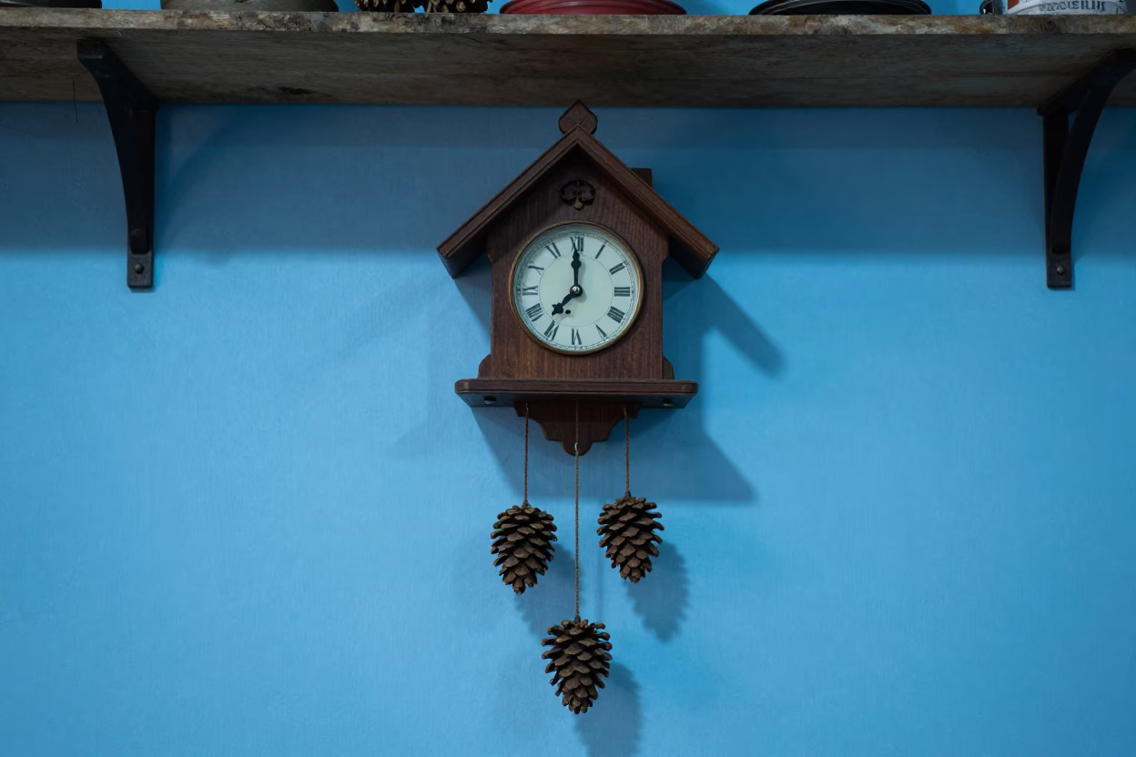 Cuckoo Clock Weights on Aligarh Shelf in on a workshop shelf in Aligarh