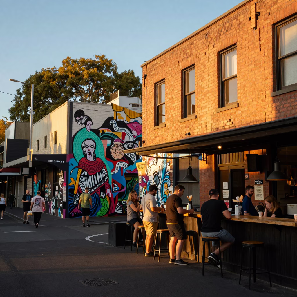Culture Sunset in Melbourne at Golden Hour in in Melbourne, Victoria, Australia