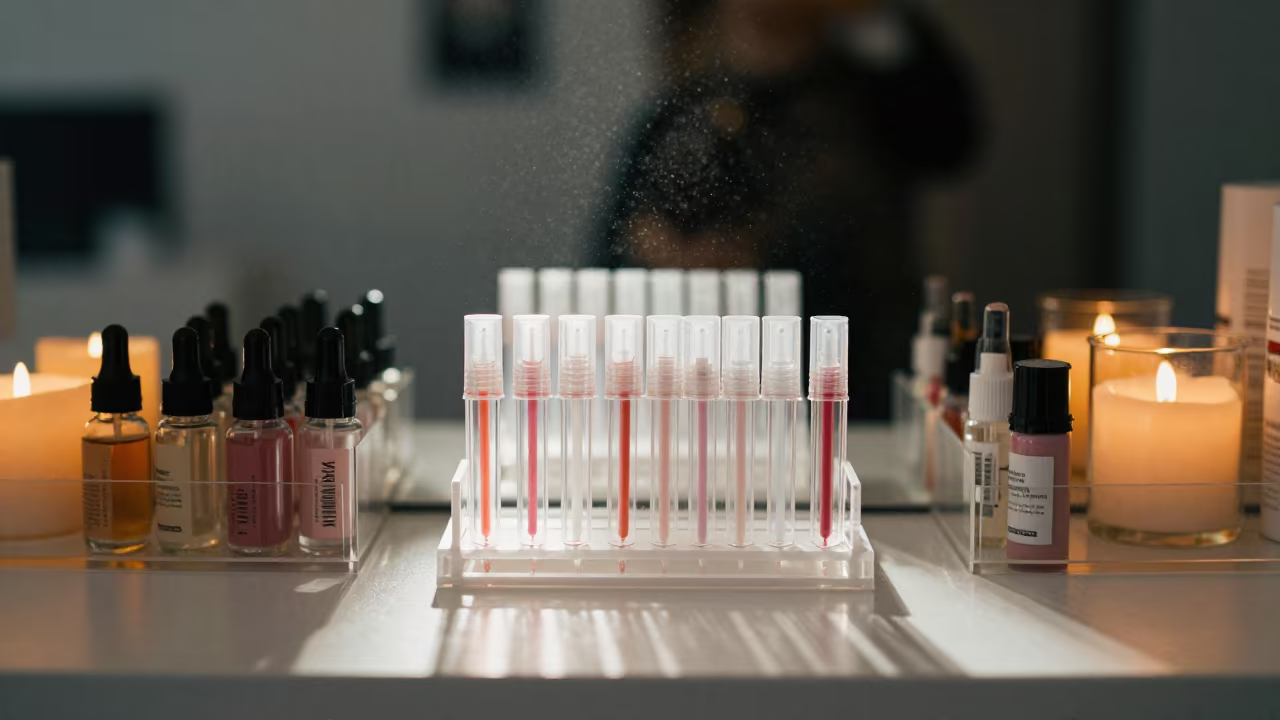 Cumaná Salon Gloss Tray in Candlelight in at a salon reception counter near Cumaná