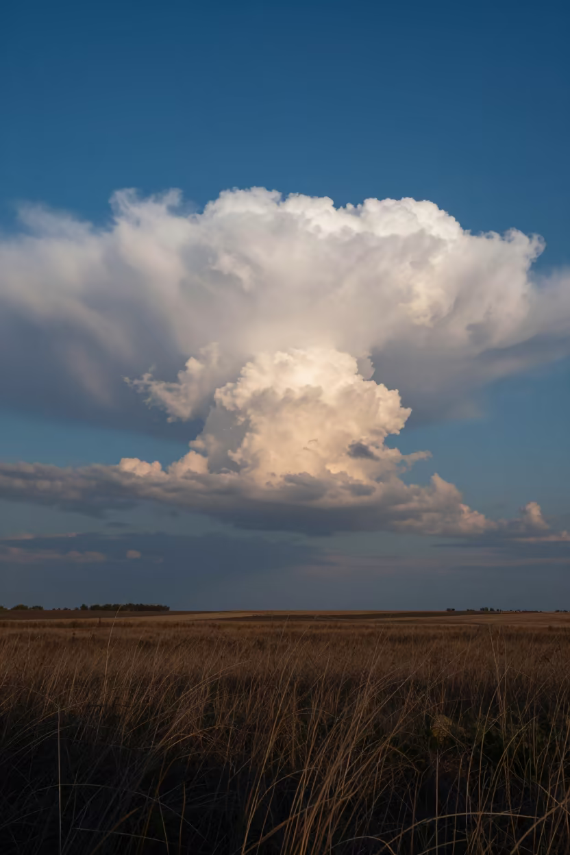 Cumulonimbus Cloud Over Manitoba Prairie Blue Hour in in Manitoba