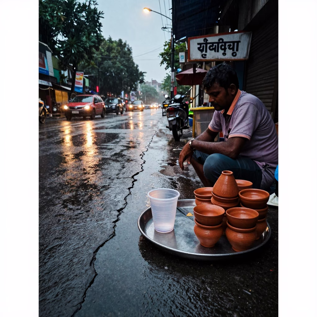 Cup Scene at Dusk Light in Kolkata in in Kolkata, India