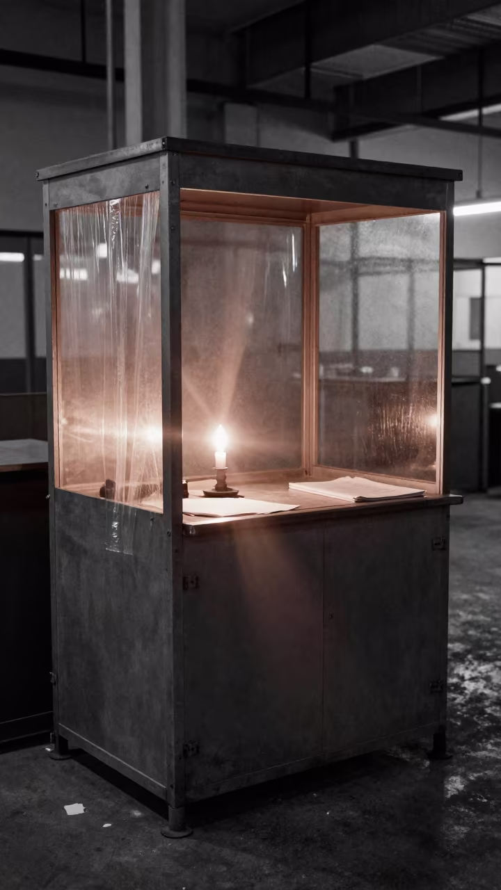 Curitiba Parcel Desk Before Dawn Candlelight in inside a chilled distribution bay in Curitiba