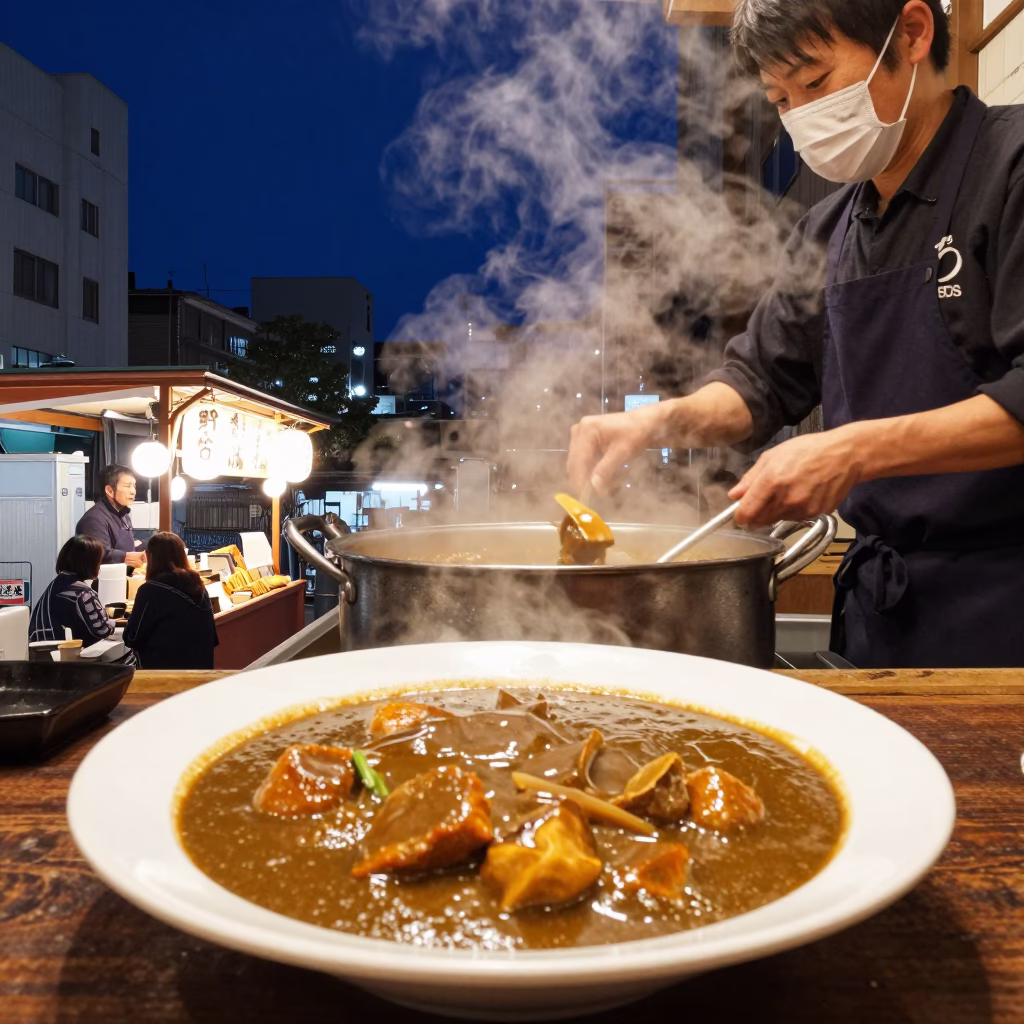 Curry Plate at The Deepest Night Sky Light in Sapporo in in Sapporo, Japan