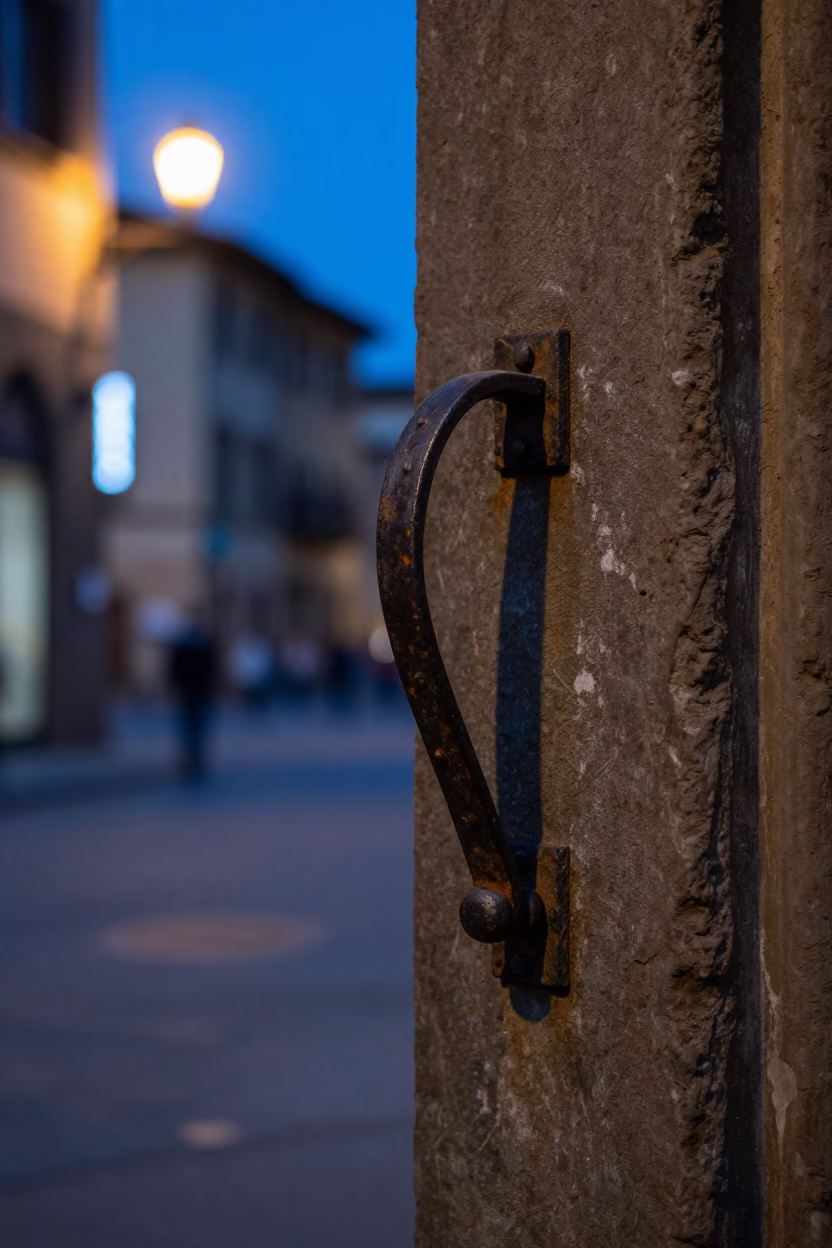 Curved Iron Gate Handle in Florence in in Florence, Italy