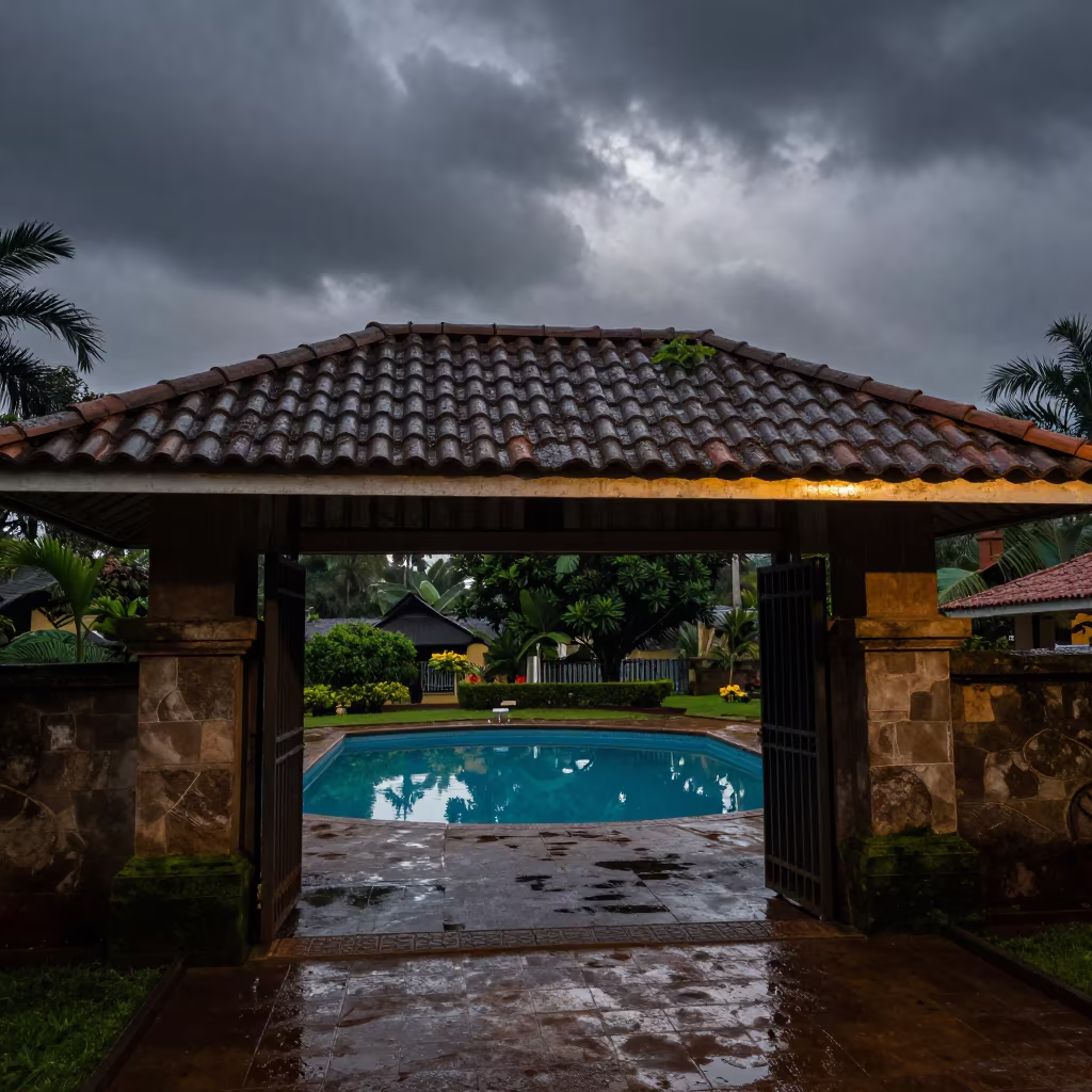 Curved Roof Gate at Sacred Pool Mbarara in at the edge of a sacred pool in Mbarara
