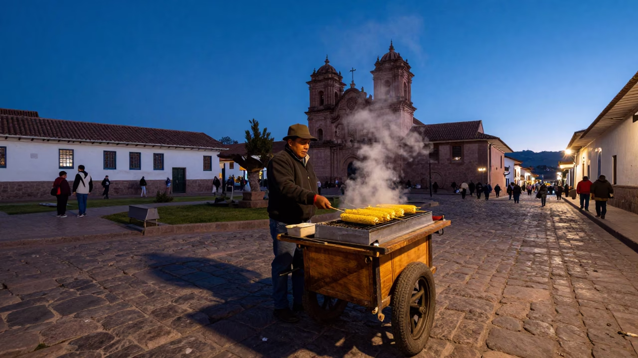 Cusco After Sunset at Blue Hour in in Cusco, Peru
