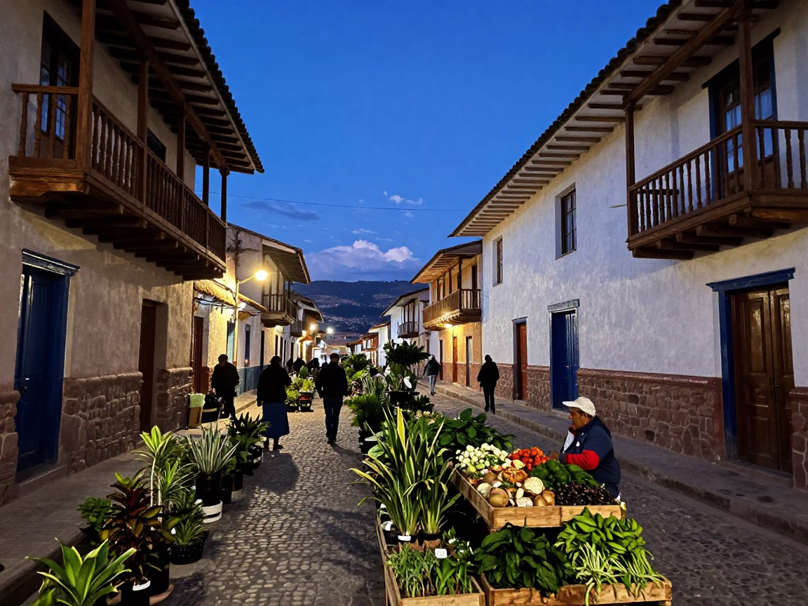 Cusco Houseplants at The Last Blue Light Of Evening in in Cusco, Peru