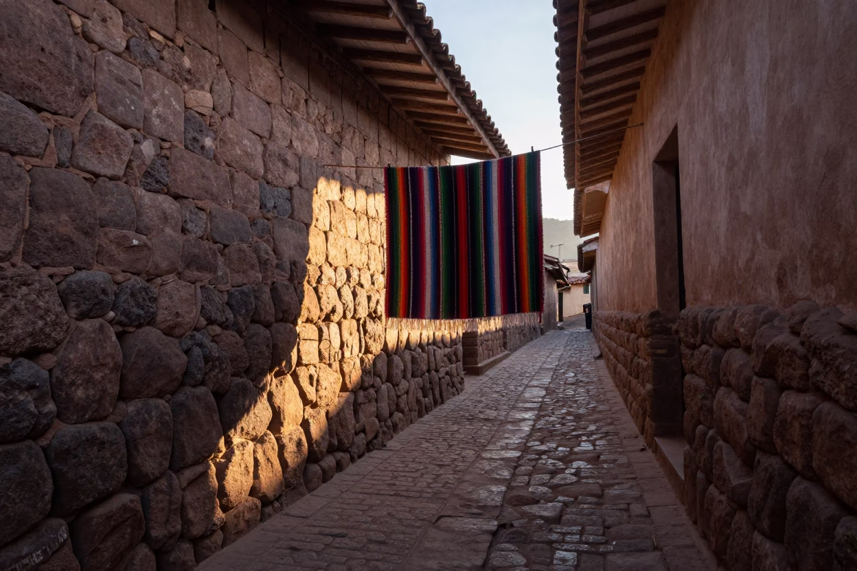 Cusco Stone Alleyway at First Light Of Dawn in in Cusco, Peru