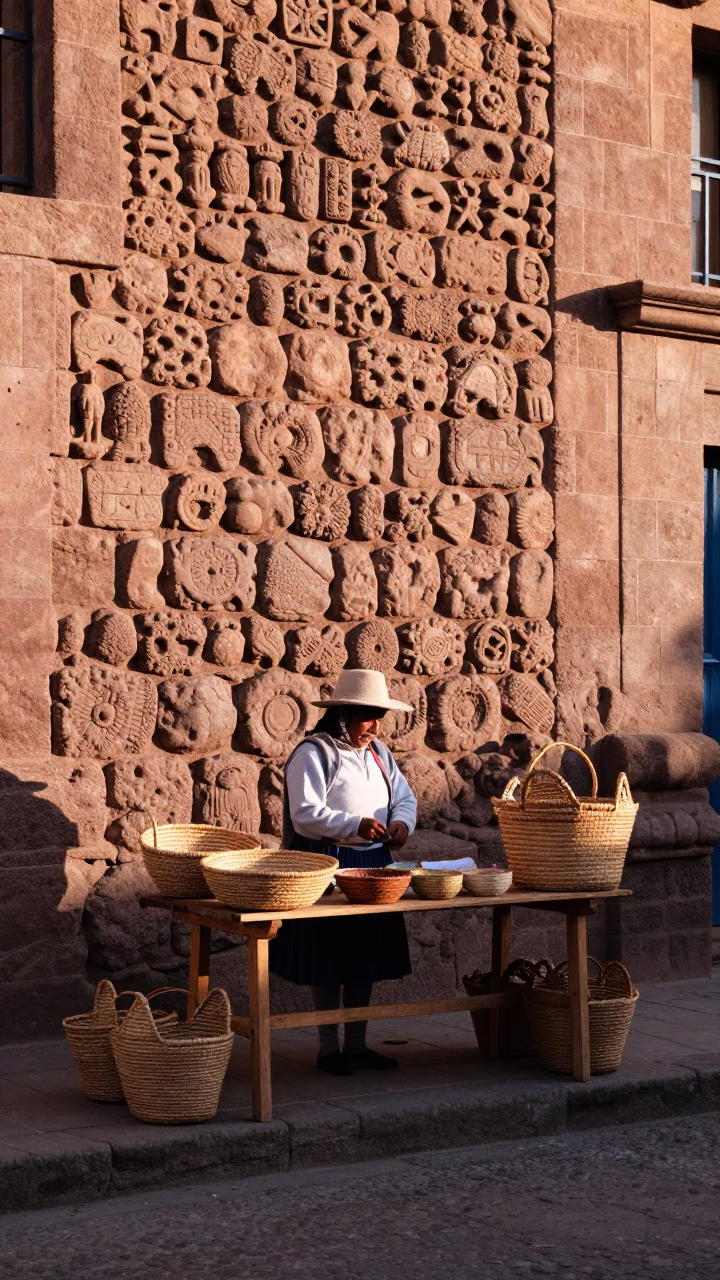 Cusco Street Scene at Clear Late-afternoon Light in in Cusco, Peru