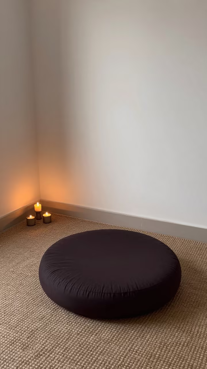 Cushion Facing Wall in Candlelit Riyadh Bedroom in in a candlelit bedroom in Riyadh