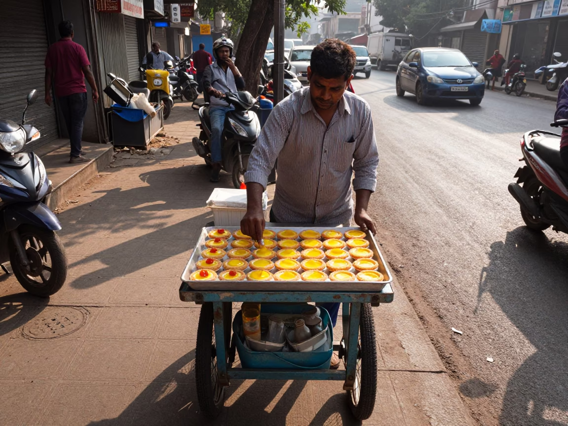 Custard in Mumbai at As First Light Reaches The Scene in in Mumbai, India