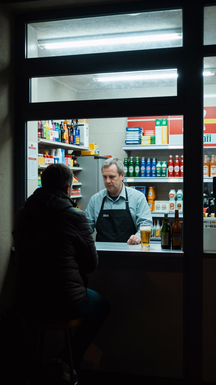 Customer after dark in Berlin in in Berlin, Germany