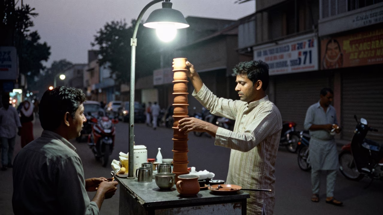 Customer after dark in Delhi in in Delhi, India