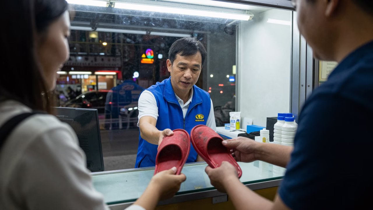 Customer after dark in Taipei in in Taipei, Taiwan