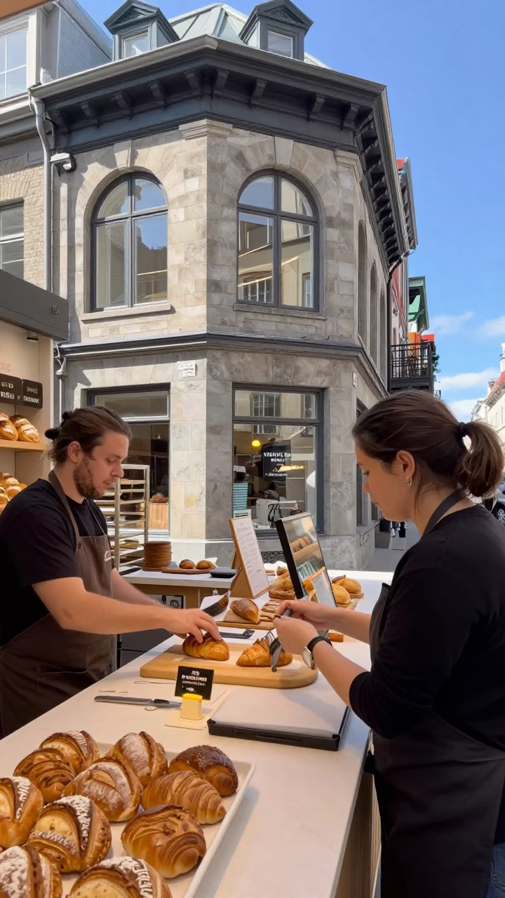 Customer at Afternoon Light in Montreal in in Montreal, Quebec, Canada
