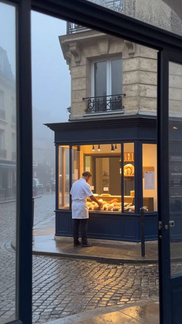 Customer at Dawn Light in Paris in in Paris, France