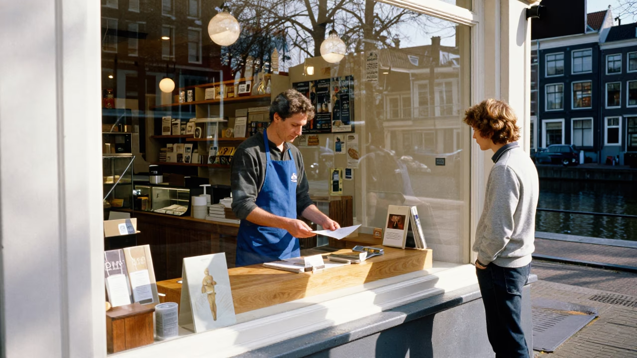 Customer at Late Morning Light in in Amsterdam, Netherlands
