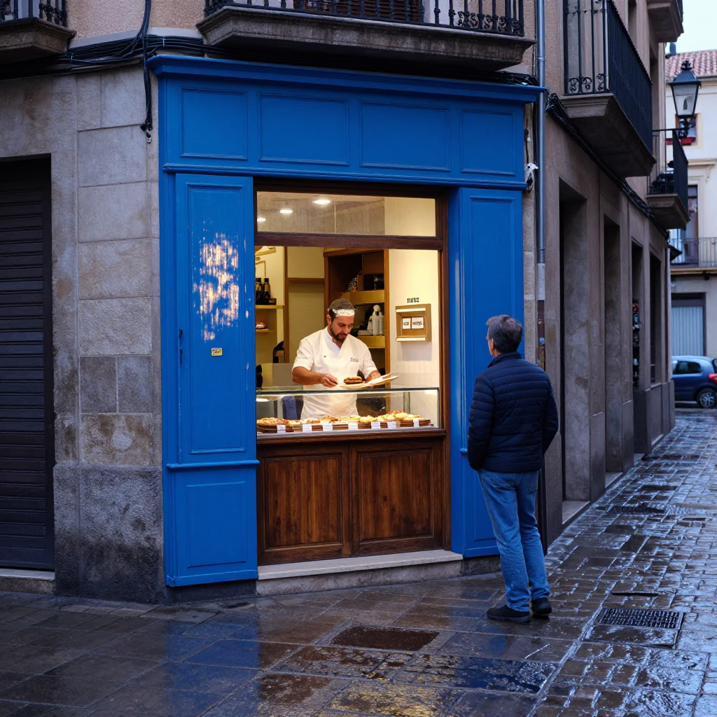 Customer in Barcelona at Early Morning Light in in Barcelona, Spain