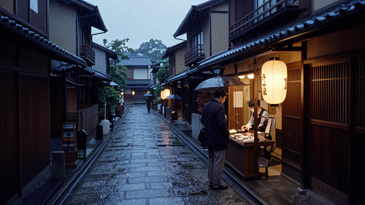 Customer in Kyoto at Dusk Light in in Kyoto, Japan