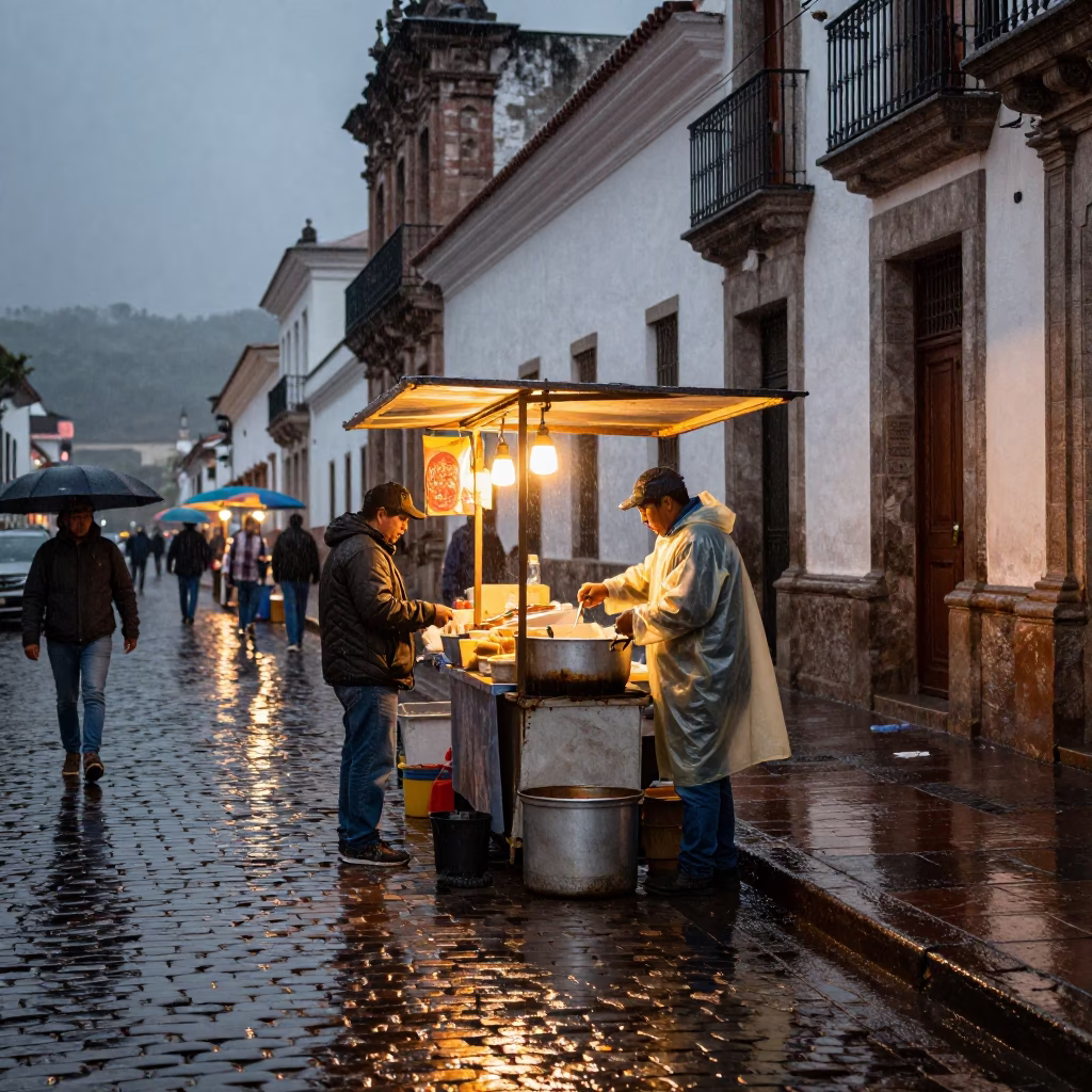 Customer in Quito at Dusk Light in in Quito, Ecuador