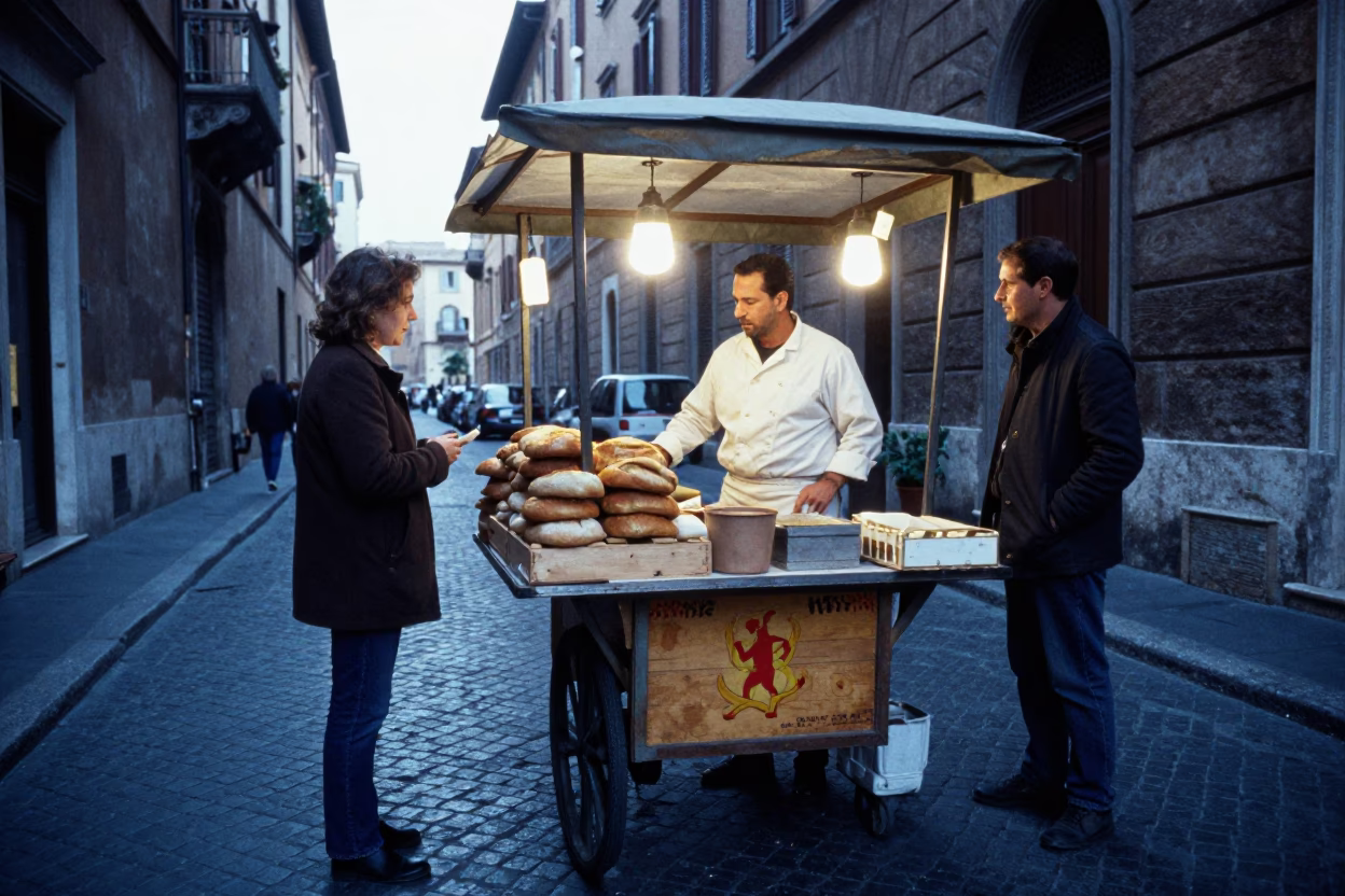 Customer in Rome at Early Morning Light in in Rome, Italy