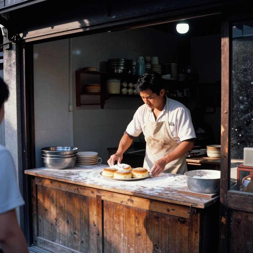 Customer in Tainan at Early Morning Light in in Tainan, Taiwan
