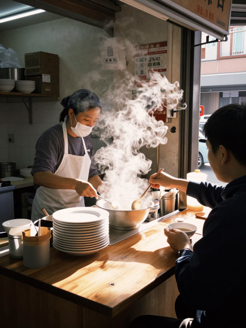 Customer in Tainan at Late Morning Light in in Tainan, Taiwan