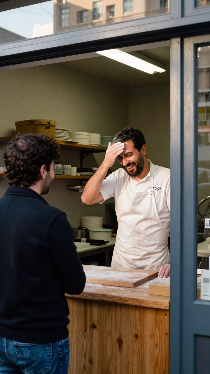 Customer Laughing in Bilbao in in Bilbao, Spain