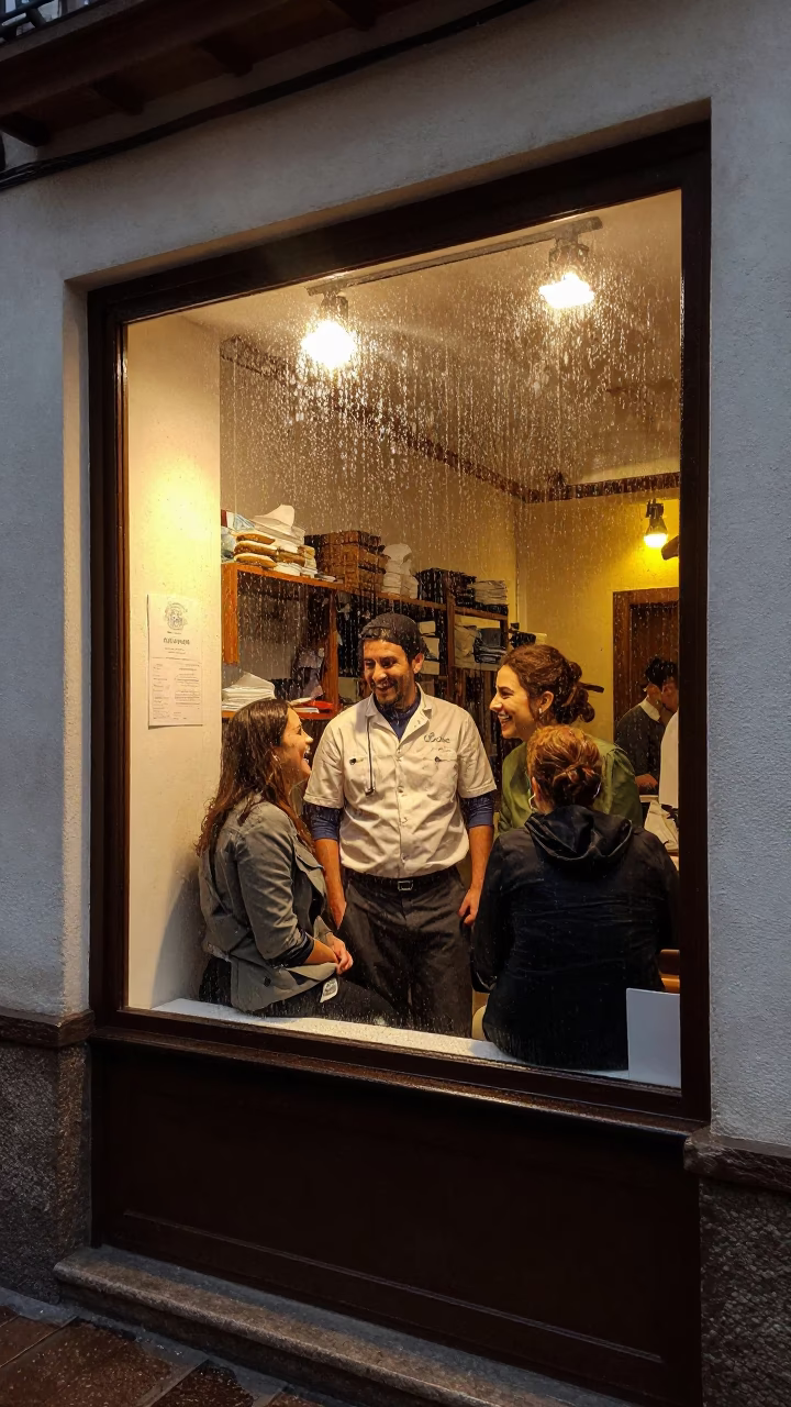 Customer Laughing in Granada in in Granada, Spain