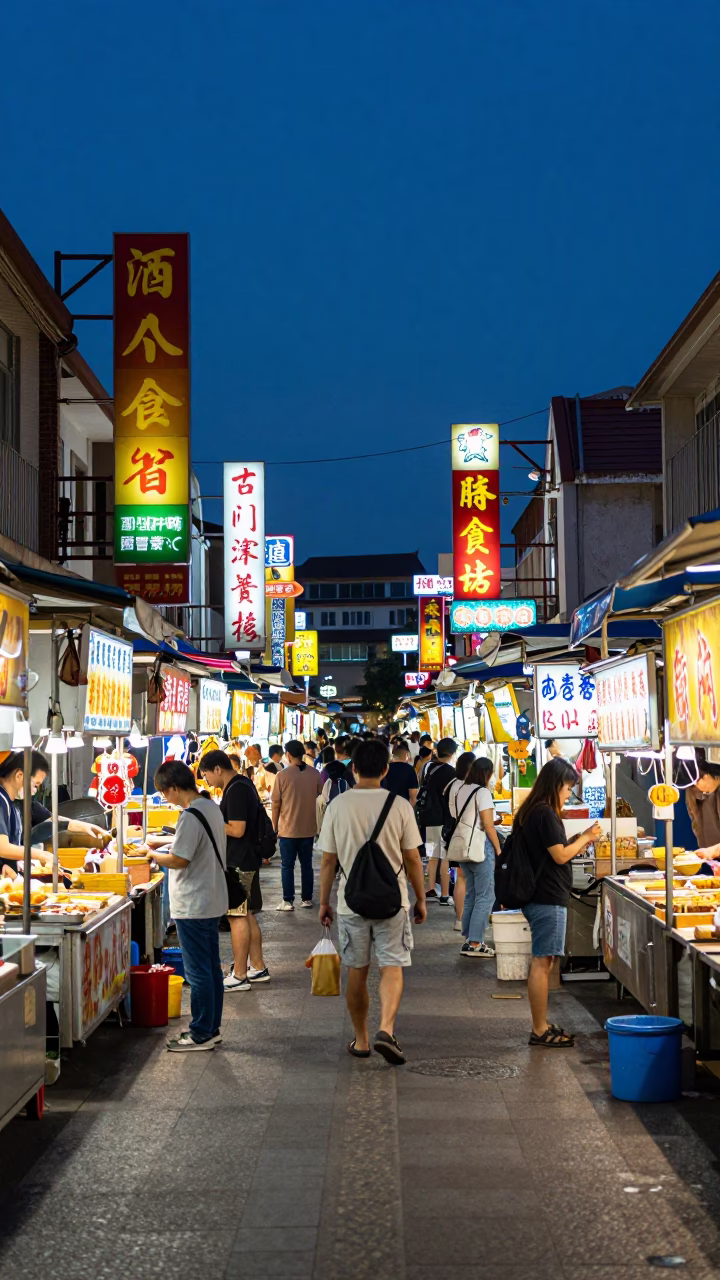 Customers in Tainan at Blue Hour in in Tainan, Taiwan
