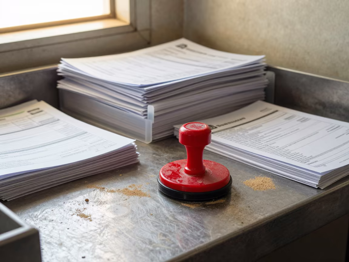 Customs Stamp Pad in Chilled Nouakchott Bay in inside a chilled distribution bay in Nouakchott