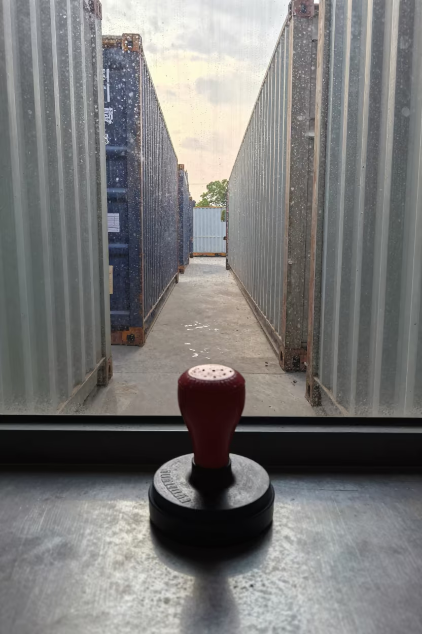 Customs Stamp Pad in Wuhan Distribution Bay in inside a chilled distribution bay in Wuhan