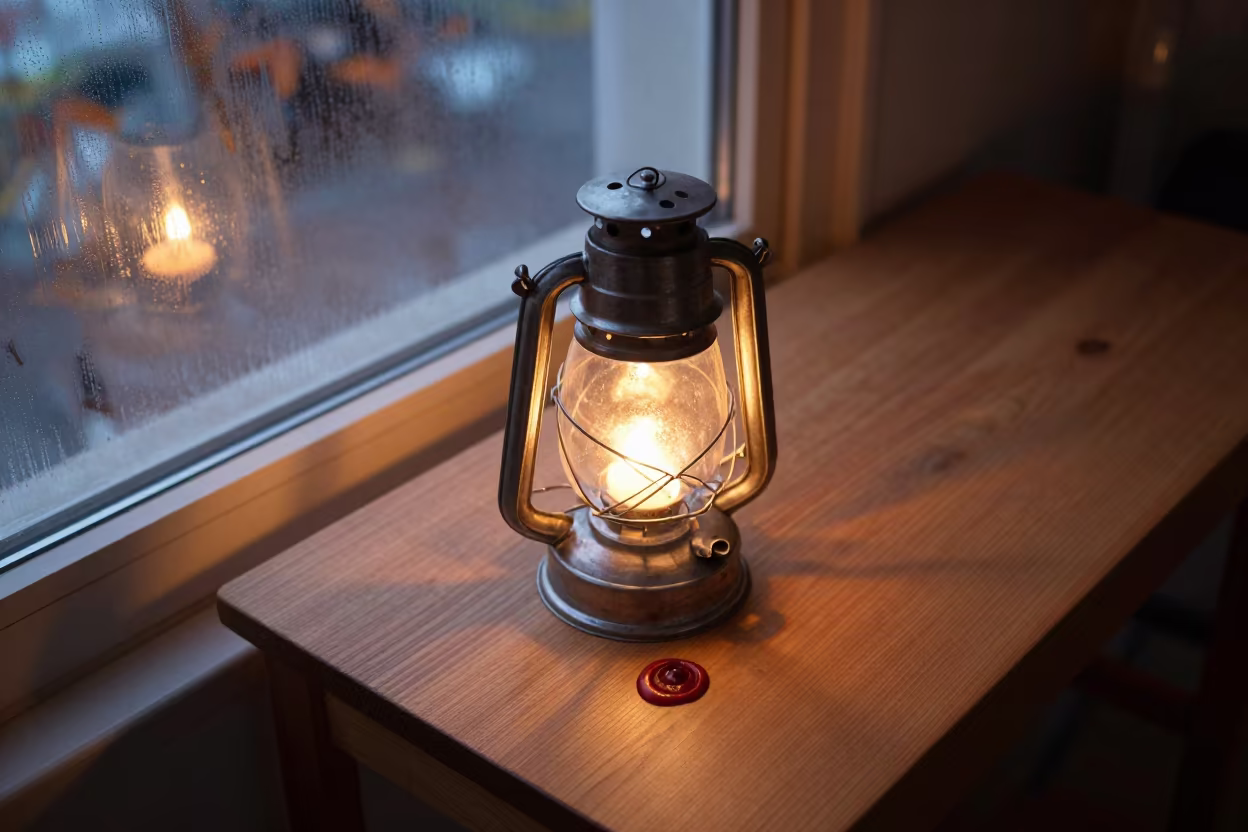 Cut Glass Lantern Wax Seal Workshop in on a workshop shelf near Busan