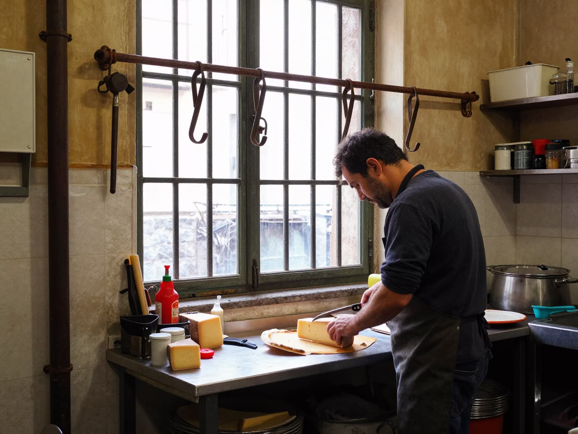 Cutting Cheese in Naples in in Naples, Italy