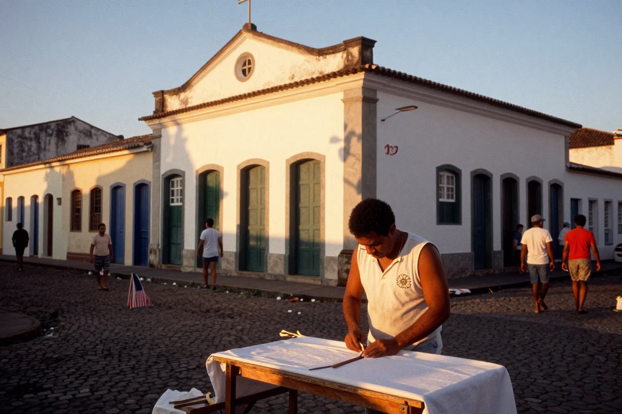 Cutting Fabric in Salvador in in Salvador, Brazil