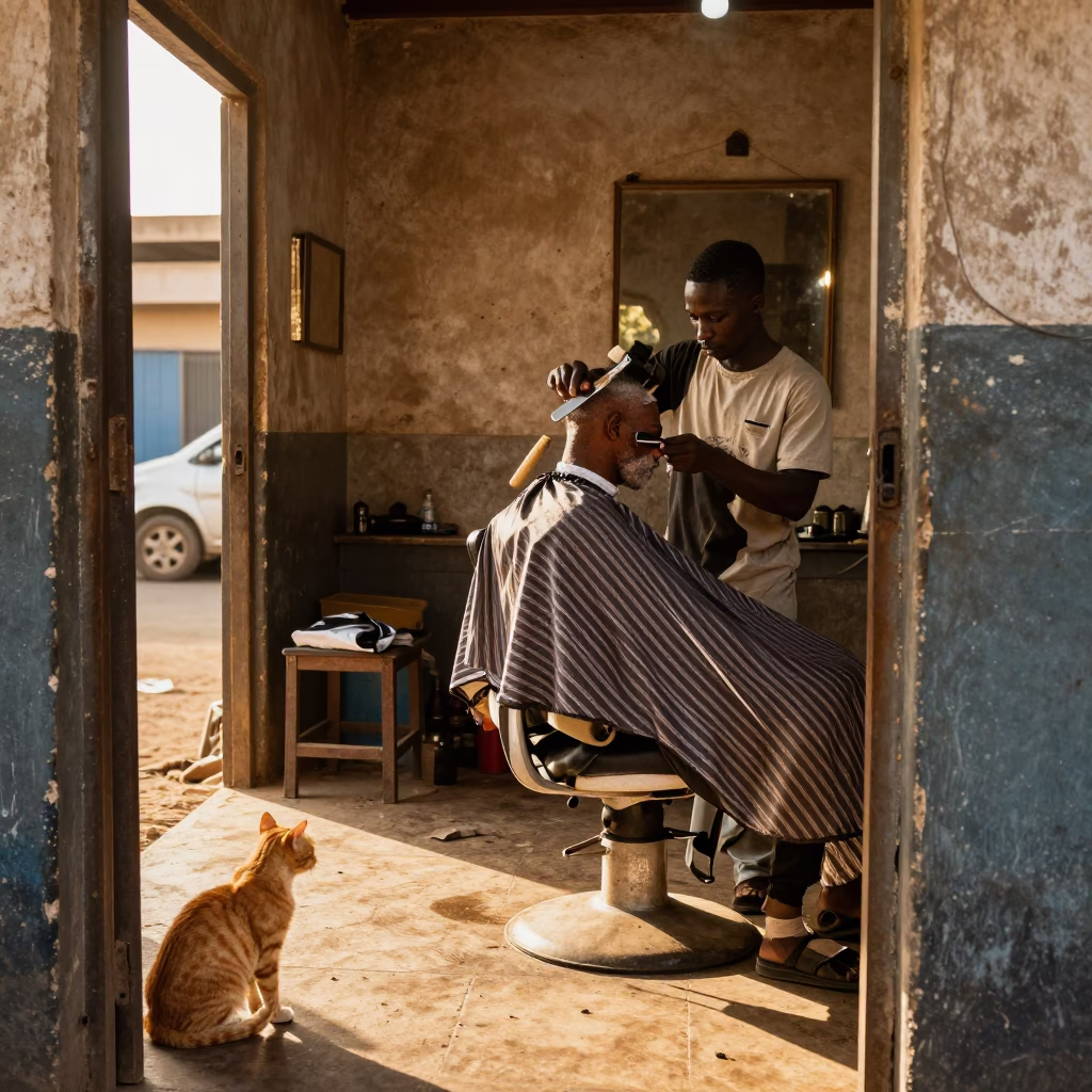 Cutting Hair in Dakar in in Dakar, Senegal