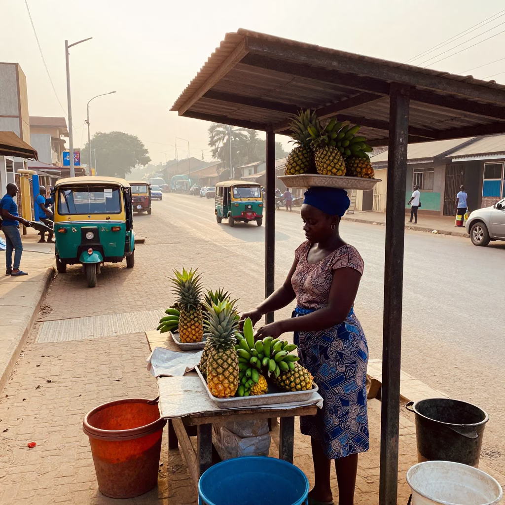 Cutting Plantain in Accra in in Accra, Ghana