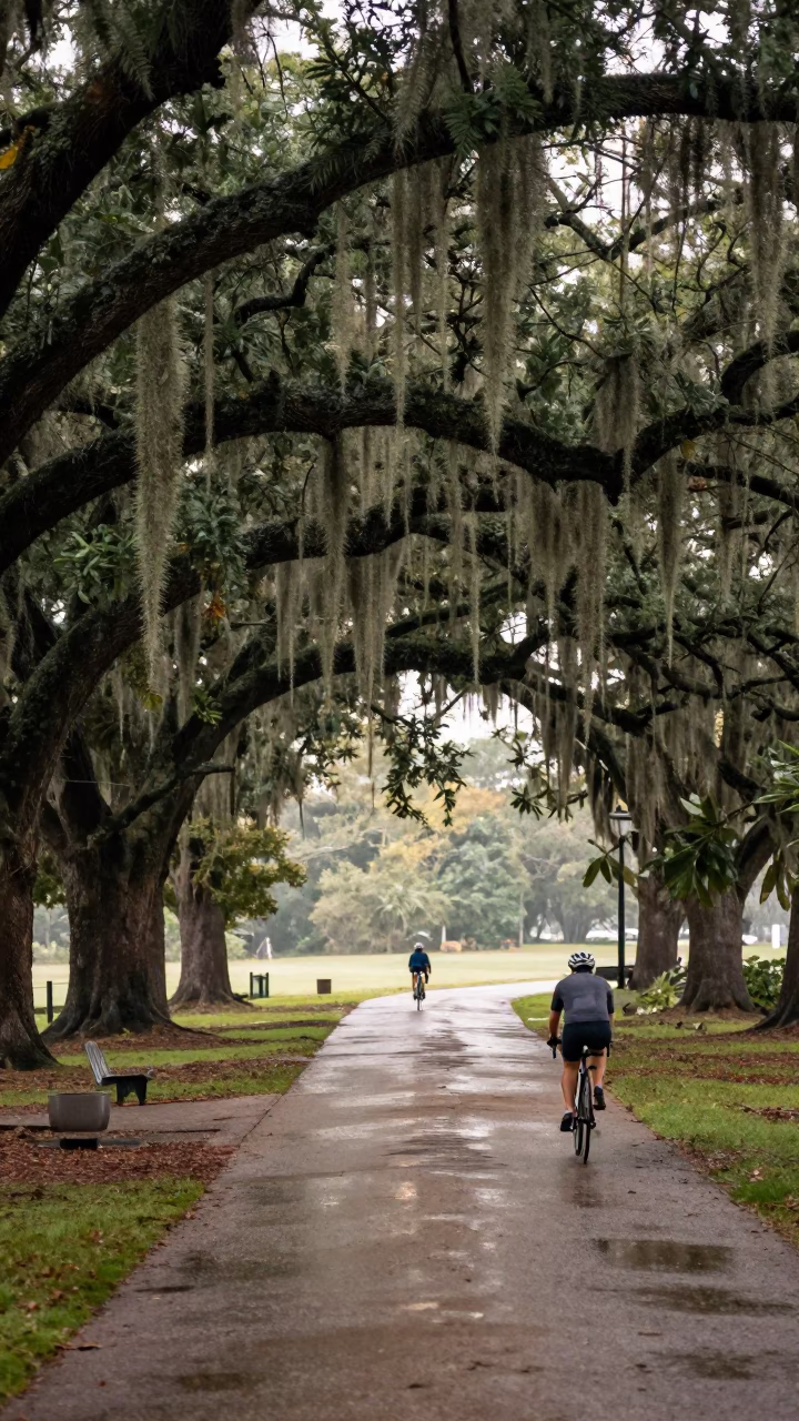 Cyclist in Austin at First Light in in Austin, Texas, United States