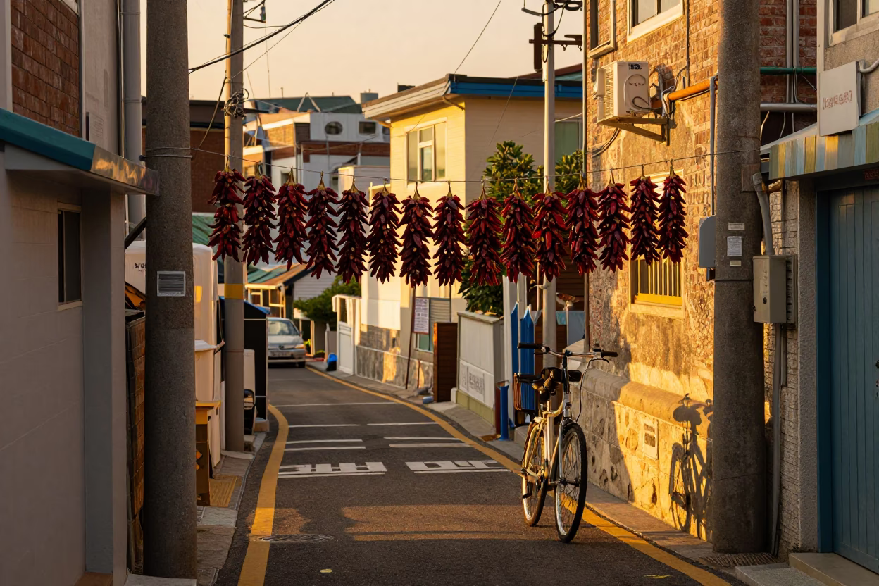 Cyclist in Busan at Golden Hour in in Busan, South Korea