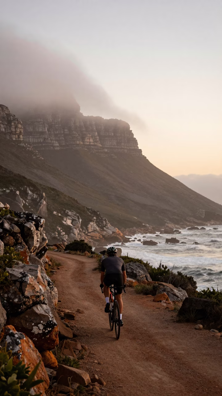 Cyclist in Cape Town in in Cape Town, South Africa