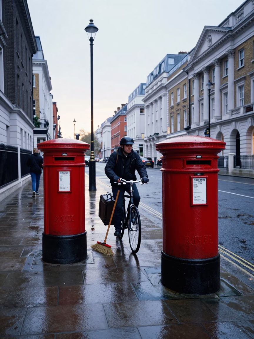 Cyclist in London at Early Morning Light in in London, United Kingdom