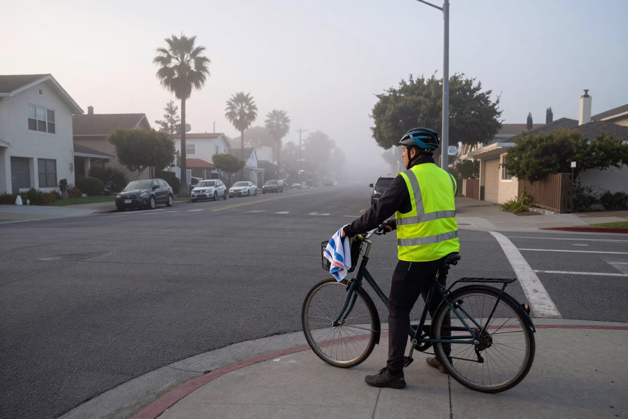 Cyclist in Los Angeles in in Los Angeles, California, United States