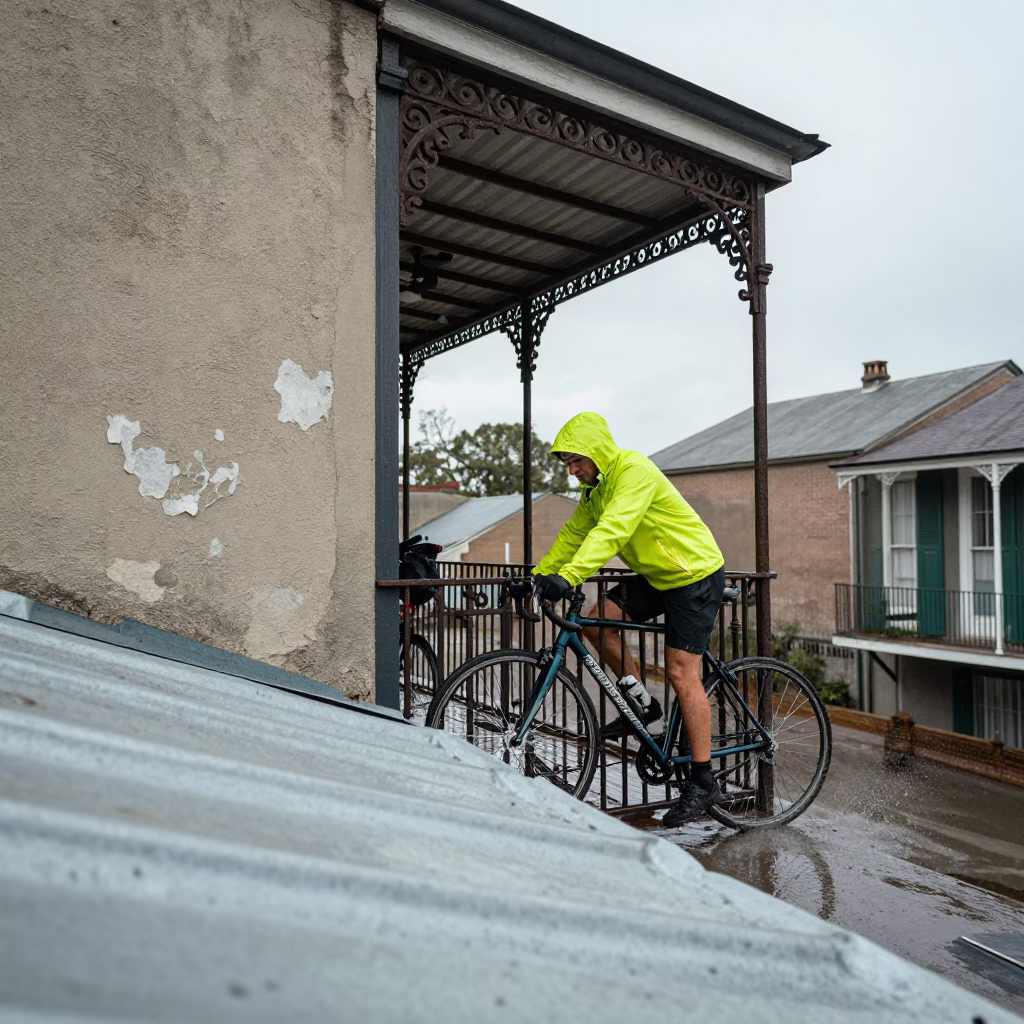 Cyclist in New Orleans in in New Orleans, Louisiana, United States