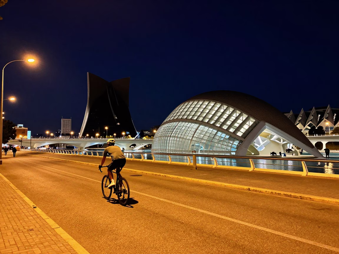 Cyclist Passing in Valencia in in Valencia, Spain