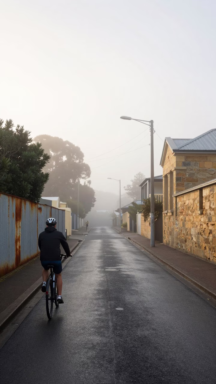 Cyclist Pause in Perth in in Perth, Western Australia, Australia
