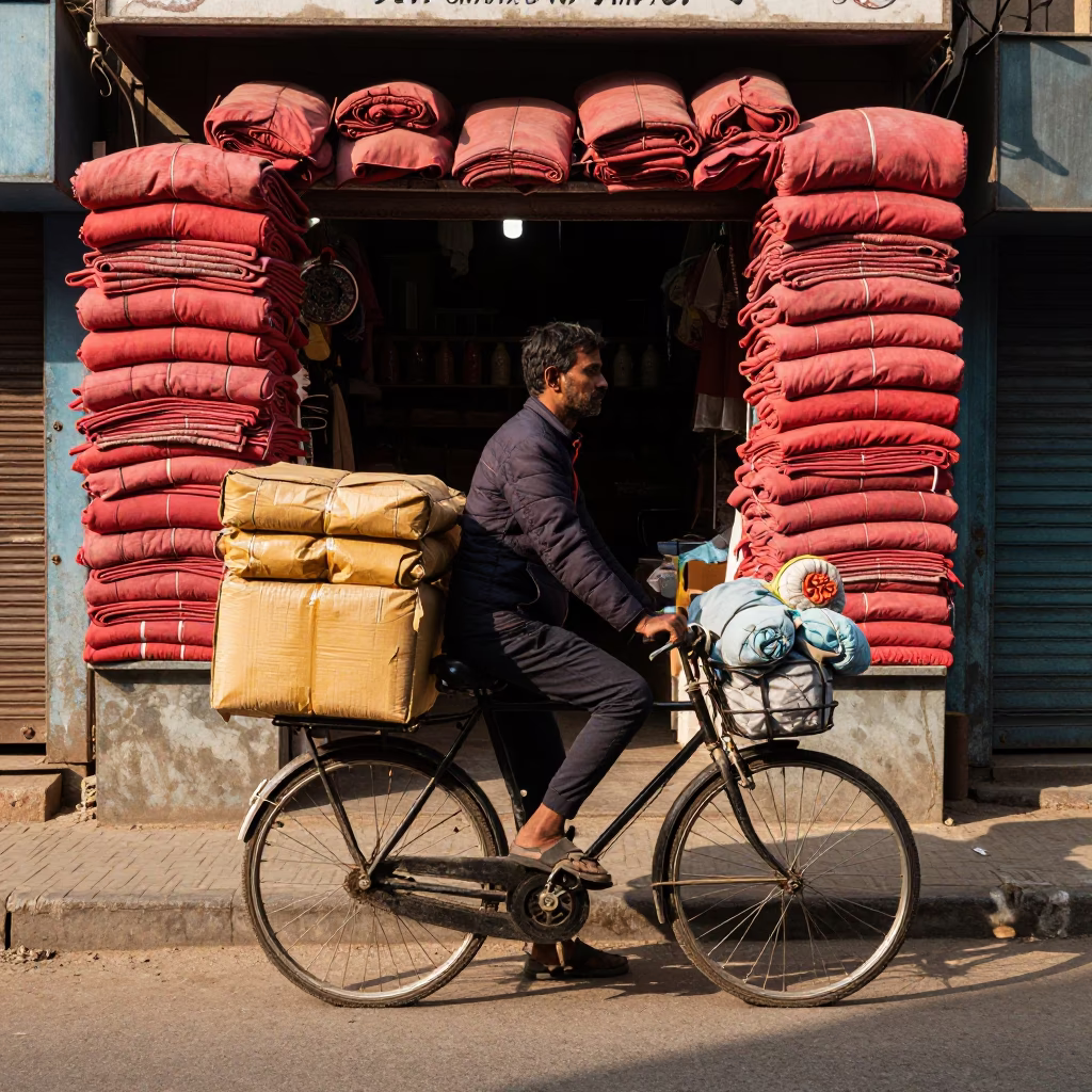 Cyclist Paused in Delhi in in Delhi, India